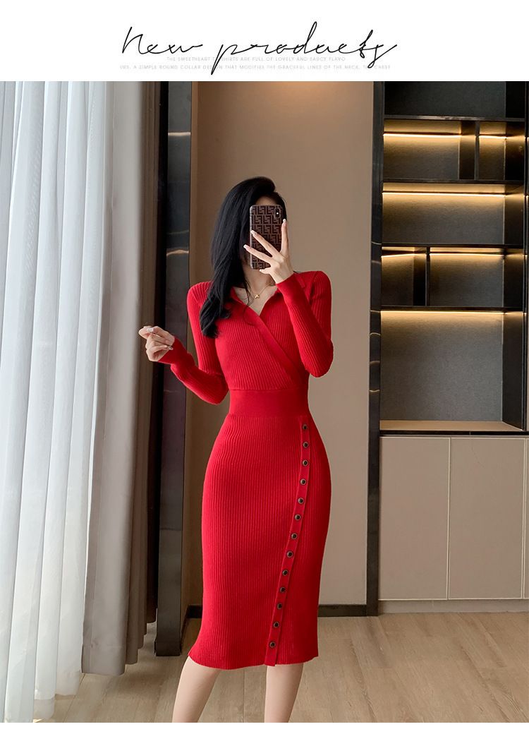 Abito midi aderente di ispirazione francese – Collo alto, maniche lunghe, maglia con texture 3D (taglia unica, poliestere, perfetto dall'ufficio all'aperitivo)_voghion.com