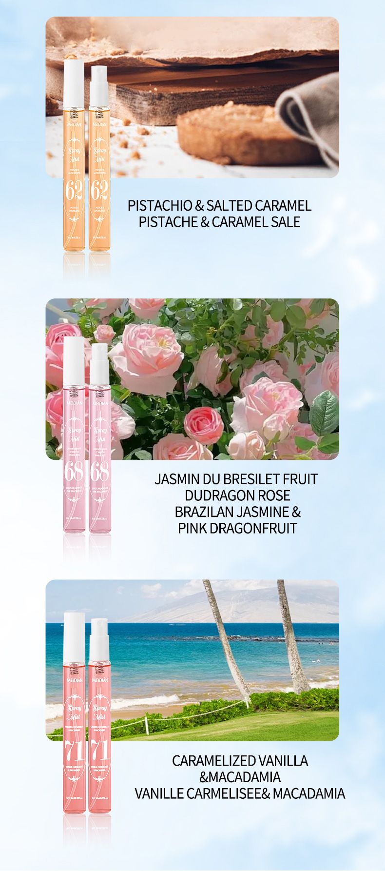 Coffret de parfums sans alcool - Parfums numériques inspirés de la plage, 5 kits de voyage de 10 ml au parfum longue durée_voghion.com