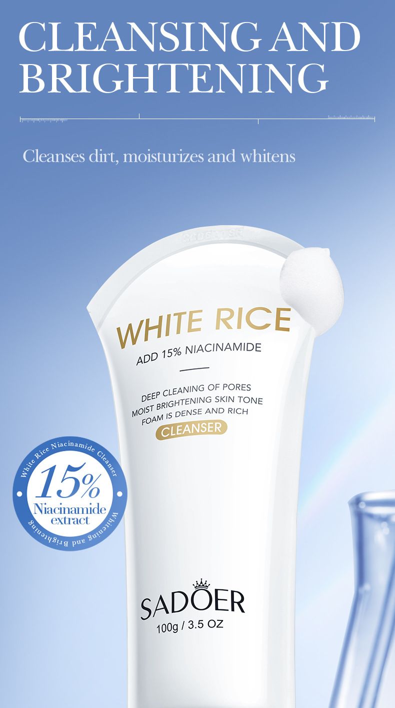 SADOER Aufhellendes Hautpflegeset mit weißem Reis und Niacinamid | Strahlende und hydratisierte Haut in 6 Schritten_voghion.com
