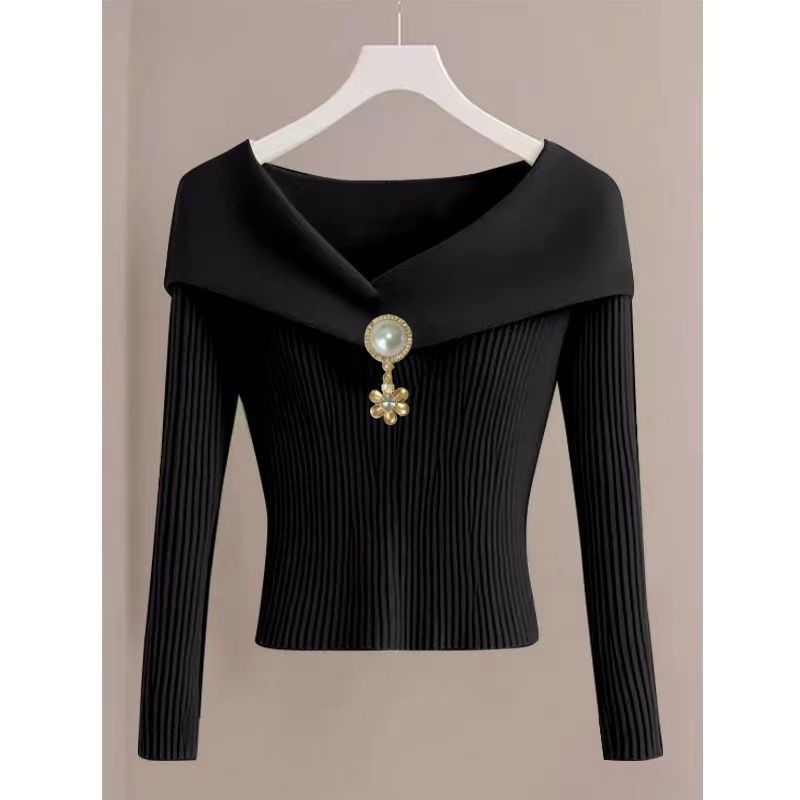 Γυναικεία Ρούχα Νέο Στιλ Μοντέρνα ψηλά κομψά μακρυμάνικα πλεκτά ζεστά μπλουζάκια για γυναίκες με μικρή τάση ιδιοσυγκρασίας σε στυλ αρώματος_voghion.com