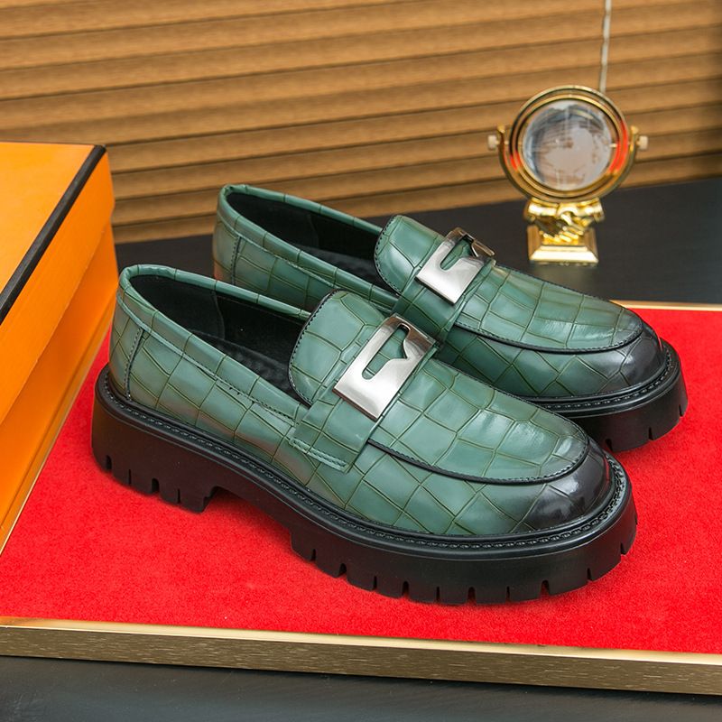 ShoeVault Thick-Soled Loafers Cross-Border Large Size New Leather Fashionable Men's Business Slip-On Formal Shoes_voghion.com