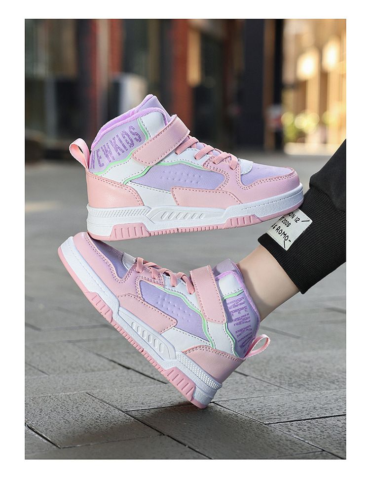 Scarpe per bambini, scarpe da ginnastica alte per bambini, per ragazzi, 2024, nuove, invernali, più velluto e cotone, calde per ragazze, scarpe casual per bambini di media e grande taglia_voghion.com