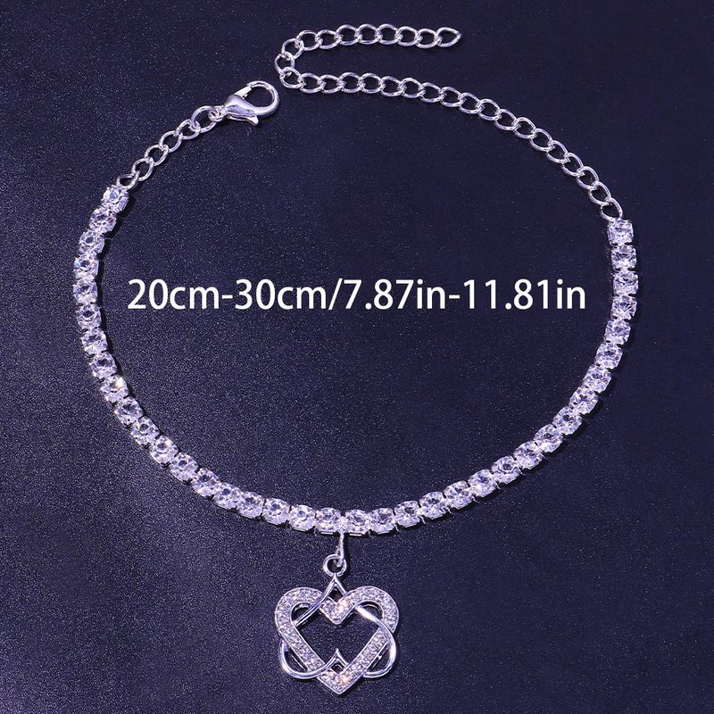 Frauen strass doppel herz fußkettchen mode persönlichkeit heißer verkauf strass fußkettchen sommer strand zubehör fußkettchen_voghion.com