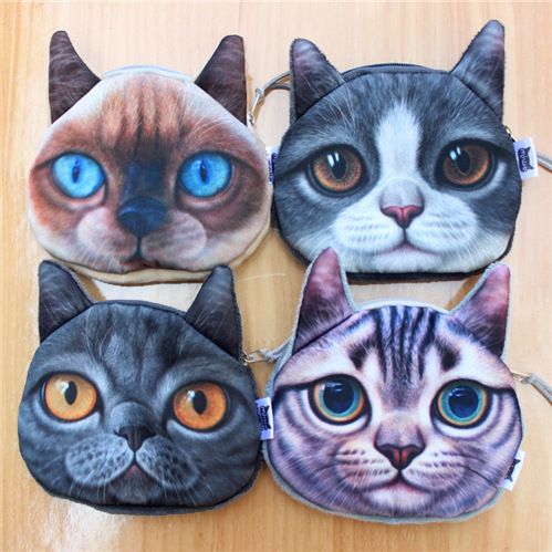 Nuovo portamonete con testa di animale 3D, a forma di stella, a forma di gatto grigio con orecchie piegate e pelo corto_voghion.com