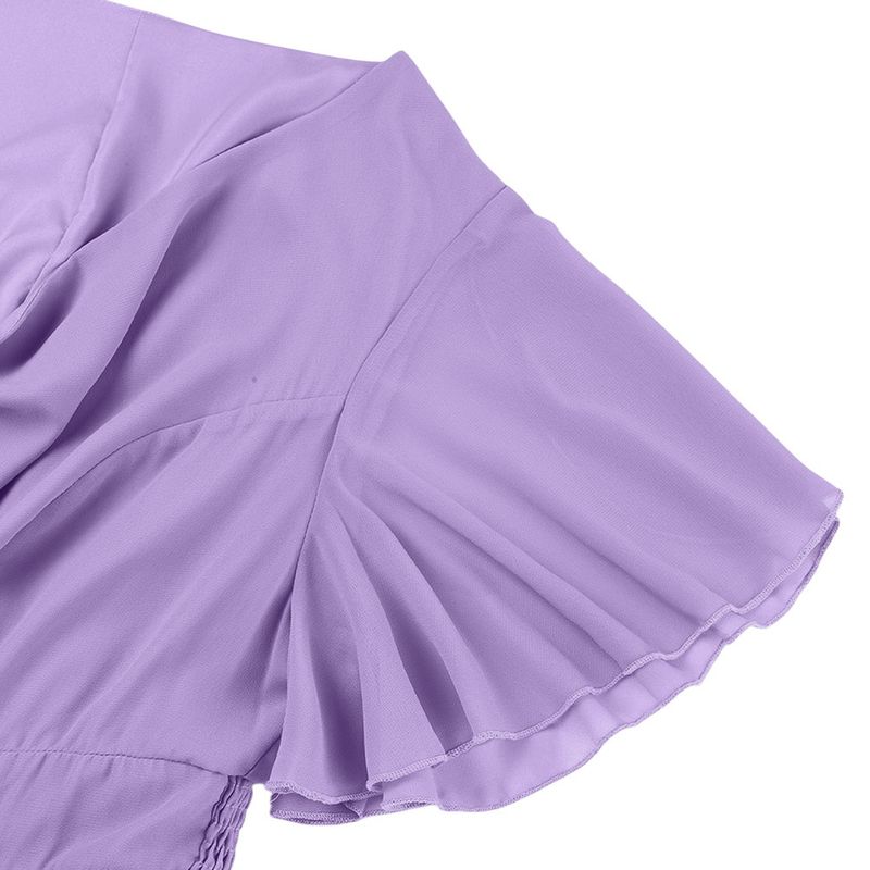 2025 Iwwerlappend Lotusblatärmelen, Récksaum, Olivfërmeg Virderkant, Kuerz Réck, Laang Chiffon Plus Size Damenkleeder,_voghion.com