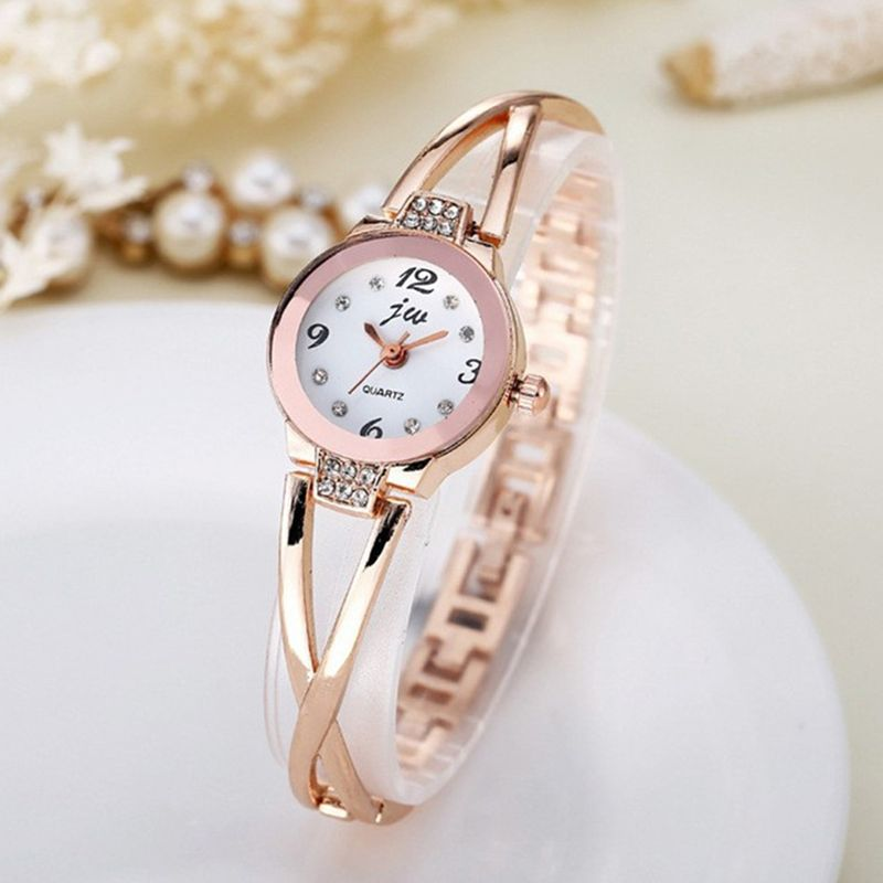 Yamaler Women Quartz Accurate Round Dial Casual Inlaid Rhinestone Bracelet Watch Fashion Accessories_voghion.com