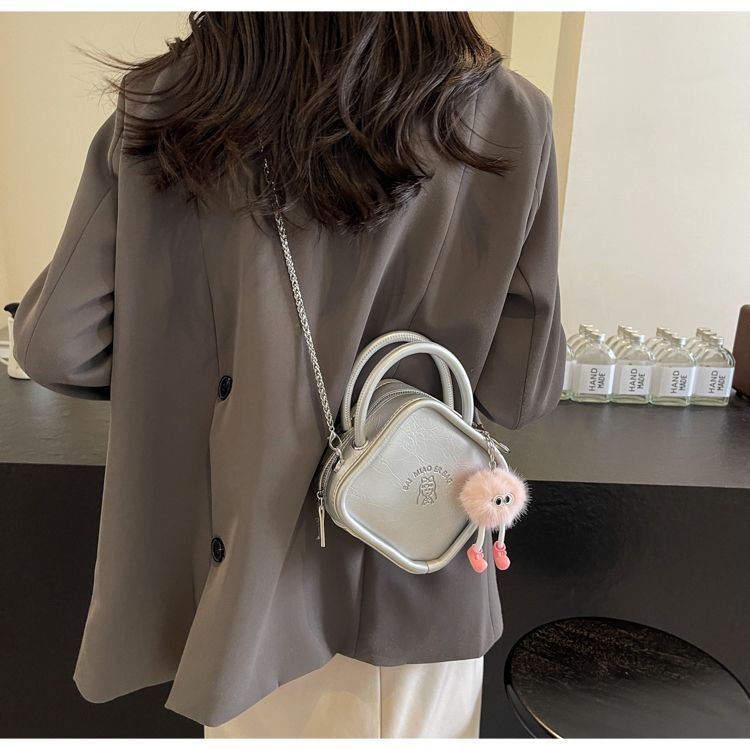 H7 borsa a tracolla con catena versatile e di alta qualità in argento da donna, mini borsa a mano, piccola borsa quadrata_voghion.com