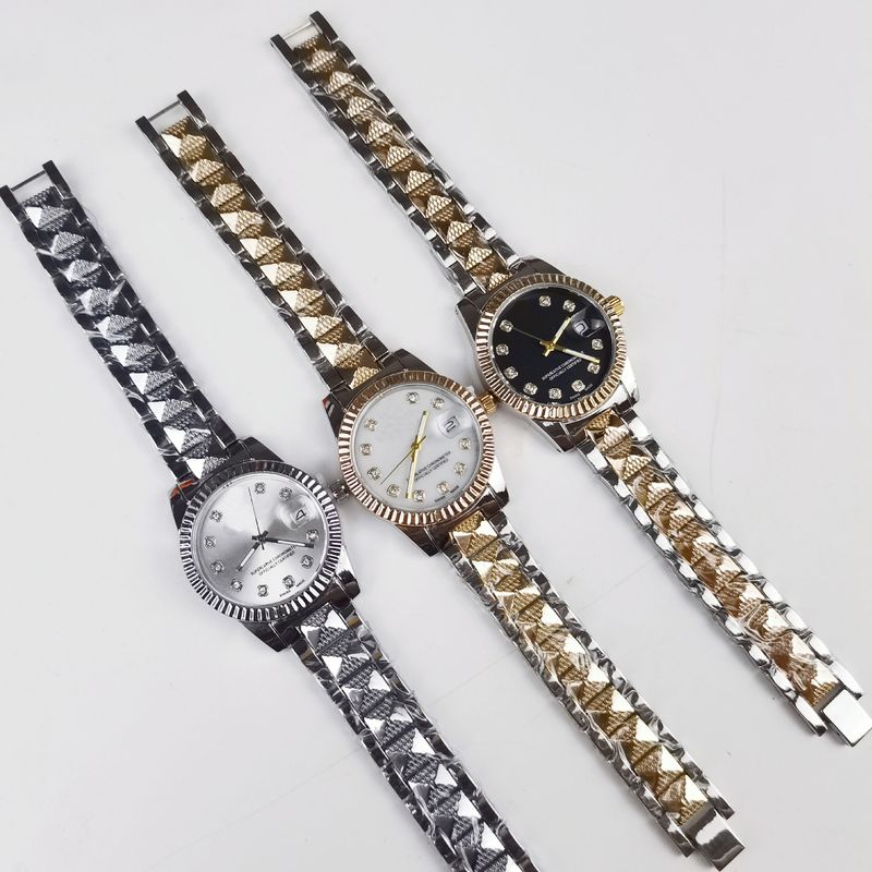 Diary Diamond Set Stainless Steel Strap Business Quartz Women's Watch Men's_voghion.com