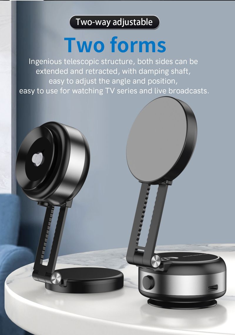 Car Phone Holder Electric Vacuum Suction Cup Telescopic Strong Magnetic Adsorption Bracket For Gym Kitchen Stand Compatible With IPhone_voghion.com