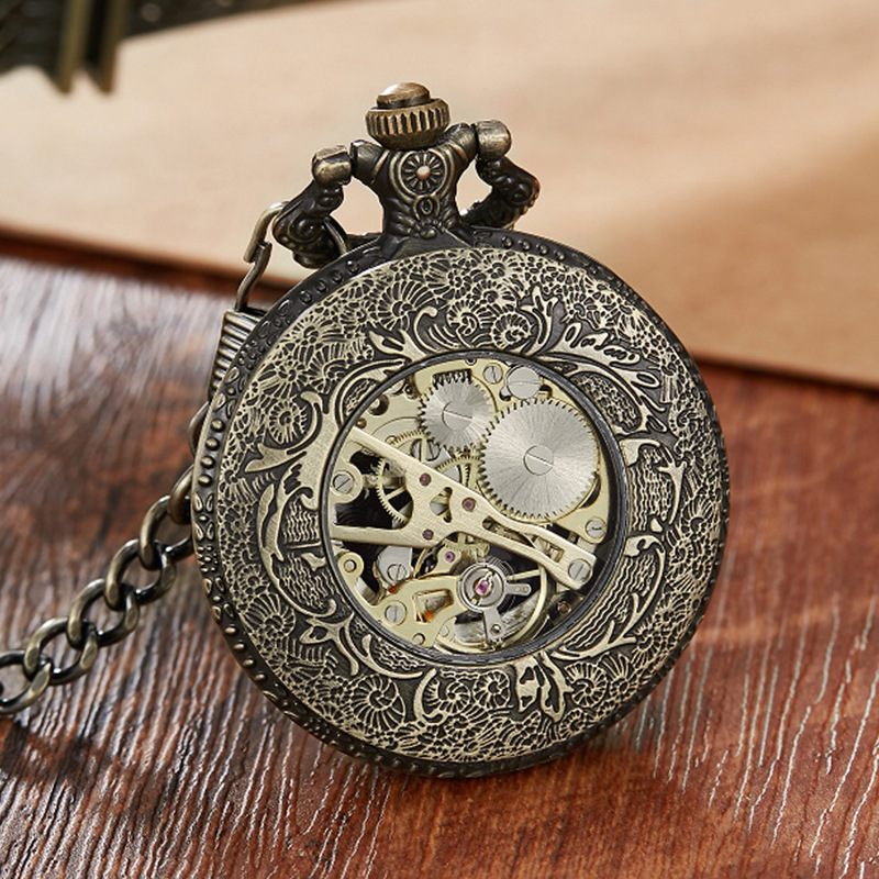 Statue Of Liberty Bronze Mechanical Men And Women Gift Pocket Watch_voghion.com