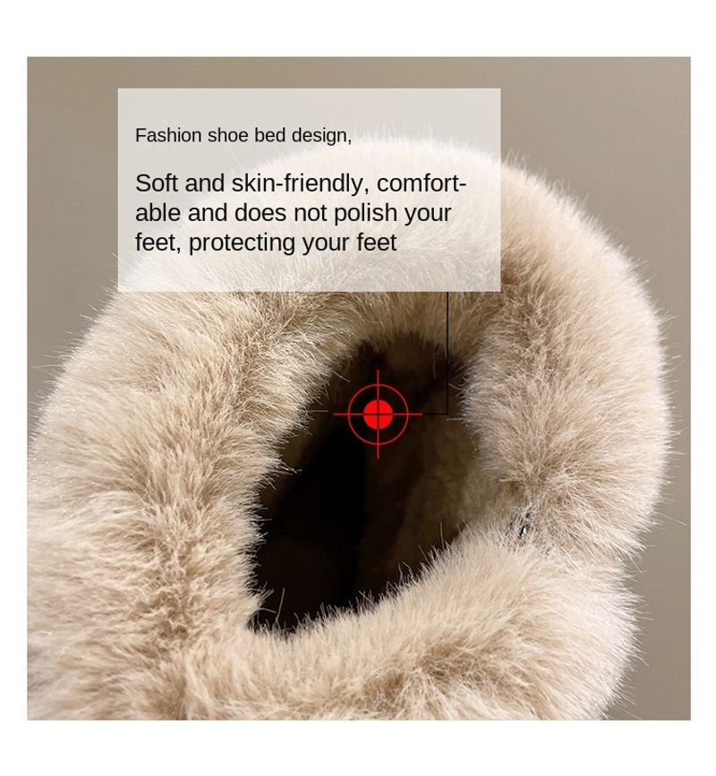 Übergroße, dicke, isolierte Winter-Schneestiefel aus Plüsch mit mittelhoher Sohle und rutschfesten, großen Baumwollschuhen_voghion.com