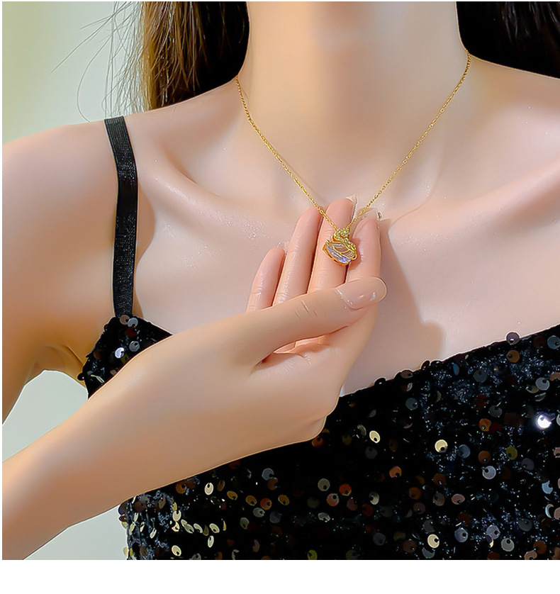 Collana a forma di cigno placcata in oro, stile coreano, per donna, elegante gioiello di alta gamma per clavicola_voghion.com