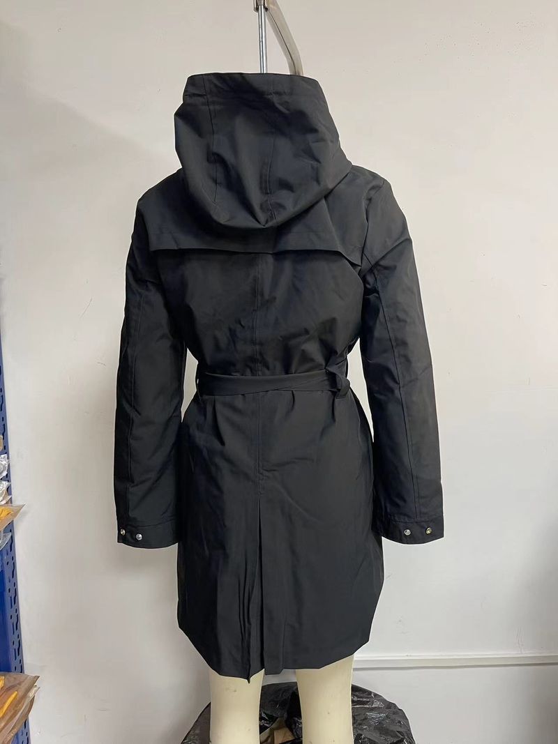 Trench-coat léger à capuche et ceinture pour femme, coupe-vent ample et décontracté (noir, rose, gris clair, beige, bleu marine)_voghion.com