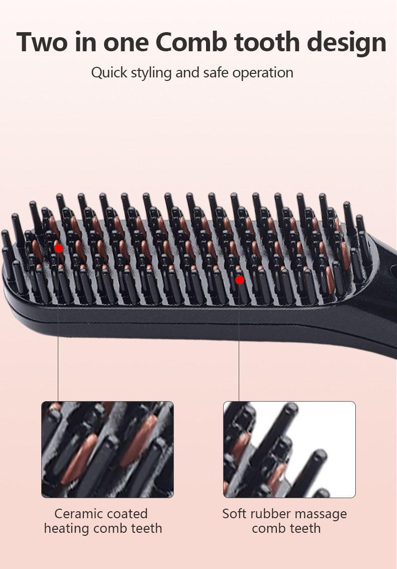New Adjustable Multi-Functional Styling Finishing Beard Comb Ceramic Hair Straightener Constant Temperature Fluffy_voghion.com