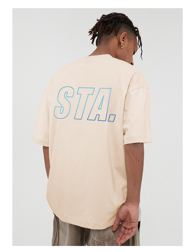 Men's WASSUP HEODS joint model temperature-sensitive color-changing short-sleeved T-shirt men's trendy brand heavy loose round neck ins top clothes_voghion.com