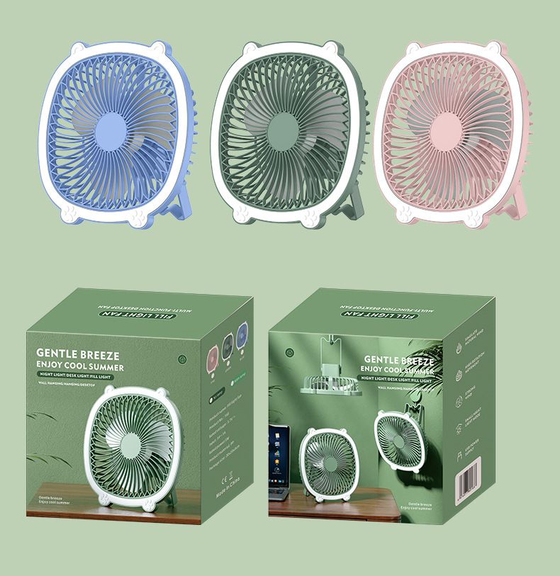 USB-aufladbarer leichter Desktop-Haushalts-kleiner elektrischer Schlafsaal-tragbarer multifunktionaler Wand-montierter Deckenventilator_voghion.com