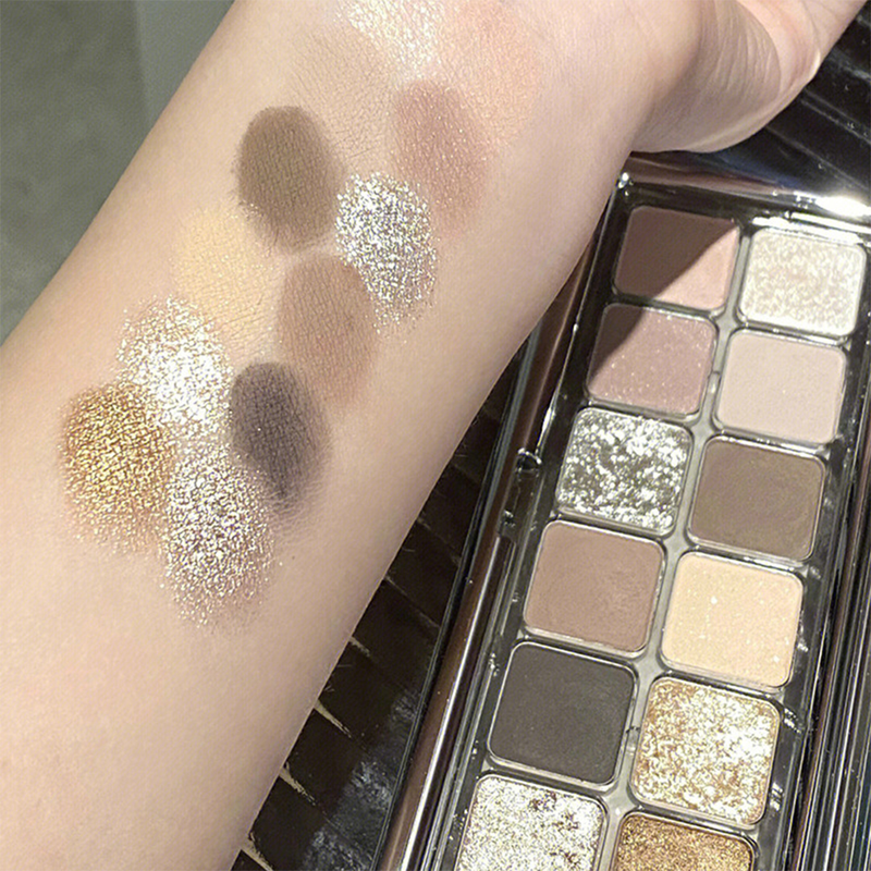 Palette di ombretti luccicanti a lunga durata Palette di ombretti color terra con glitter opachi Ombretto lucido_voghion.com