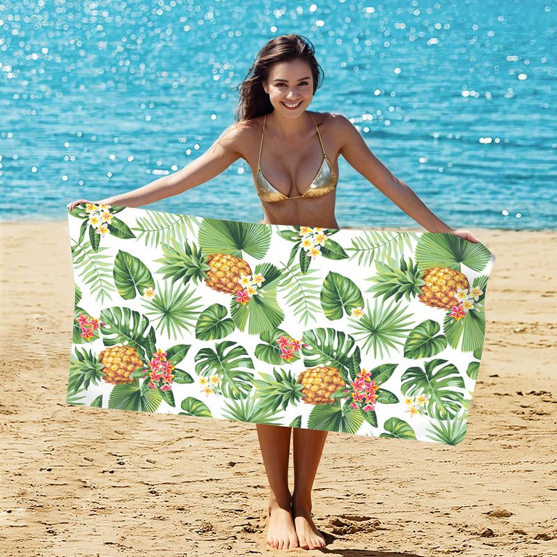 Asciugamano da spiaggia con stampa di frutta tropicale - Microfibra ultra morbida con flanella bifacciale (a rapida asciugatura, super assorbente, per vacanze in piscina e viaggi)_voghion.com
