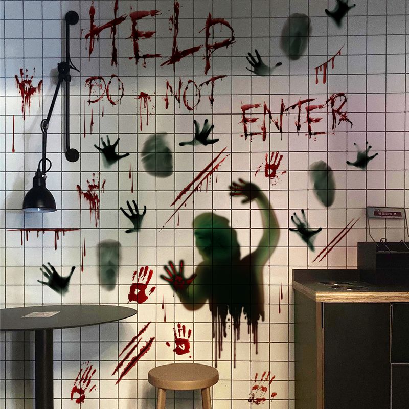 Aufkleber Halloween Blut Handabdruck Fußabdrücke Dekorative Wandaufkleber Fensteraufkleber Wohnzimmer Schlafzimmer Hintergrund Home Dekoration Aufkleber_voghion.com