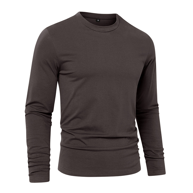 Herrenbekleidung Herren-Langarm-T-Shirt für Herren, einfarbig, Rundhalsausschnitt, langärmelig_voghion.com