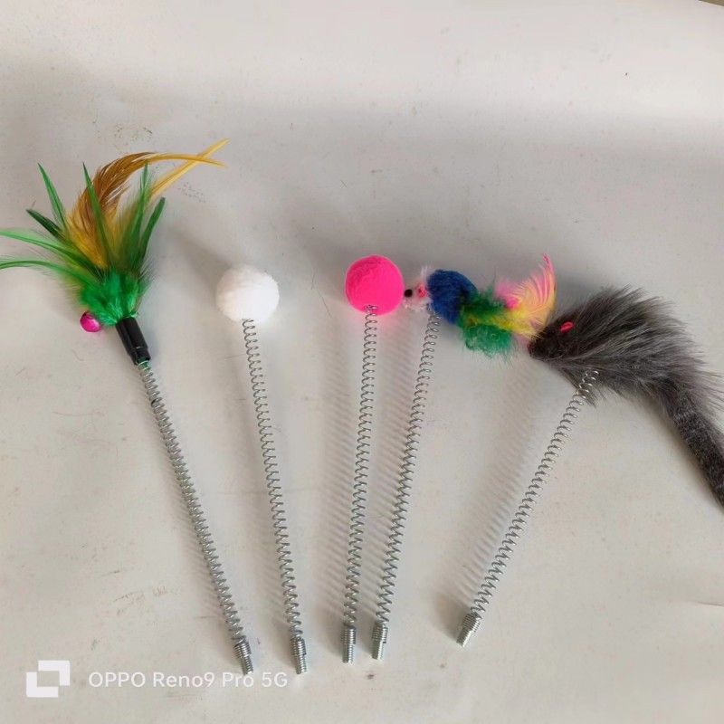 Klettergerüst Zubehör mit Schraube Maus Feder Feder Katze Spielzeug Teaser Zauberstab_voghion.com