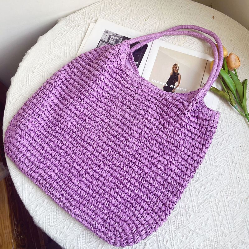 Borsa a tracolla da donna, versatile, alla moda e di grande capacità, semplice ed estiva, in paglia, 2023_voghion.com