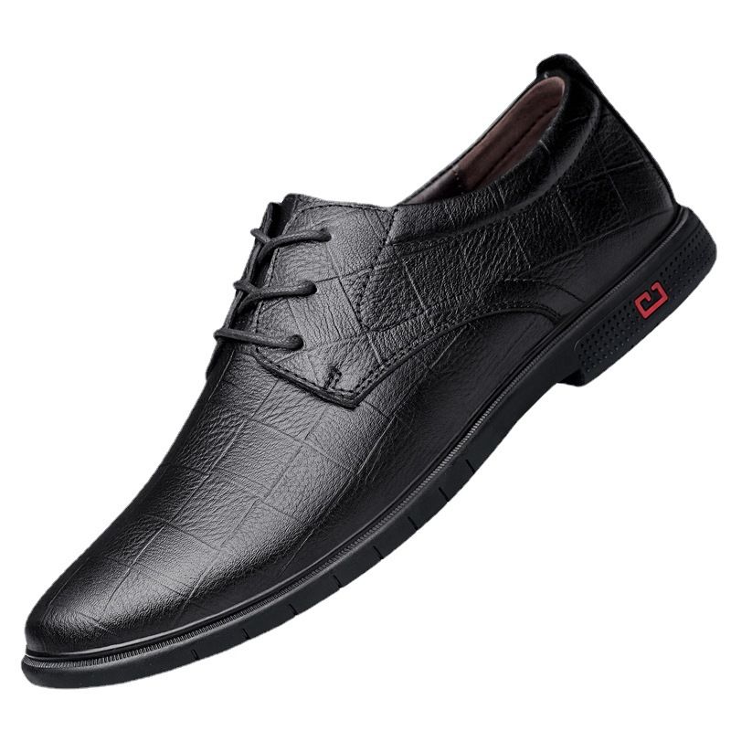 Herren-Lederschuhe, Herren-Kopftuch, spitzes, kariertes Freizeit-Krawattenmuster_voghion.com