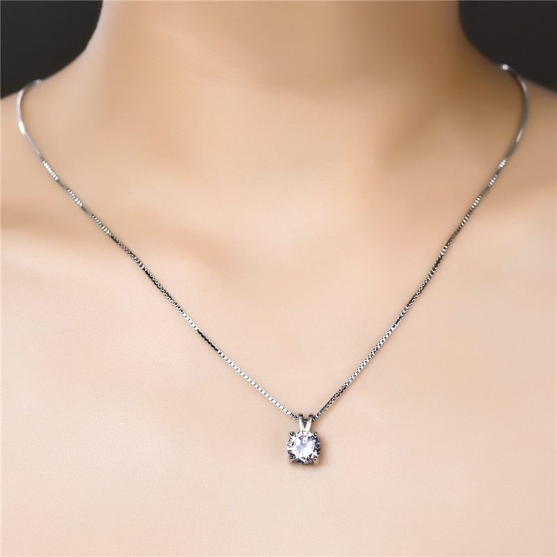 Collana con ciondolo solitario in diamante da laboratorio da 2 carati, girocollo, dichiarazione, da donna, in argento, con catena a scatola_voghion.com