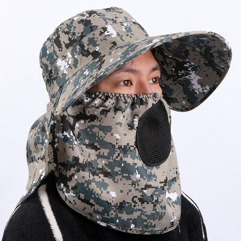 Hot Sale Summer Men Protection and Splashing Women Sun Shading Anti Ultraviolet Fisherman Hats Shawl Outdoor Cap Unisex_voghion.com