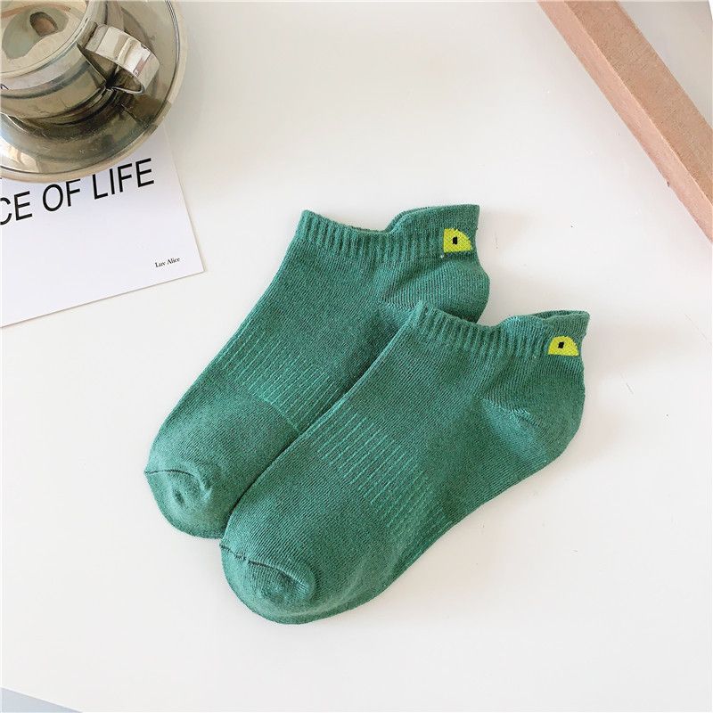 2025e Spring Little Devil Style Autumn And Winter Solid Color Couple Short Versatile Summer Boat Men's Socks_voghion.com