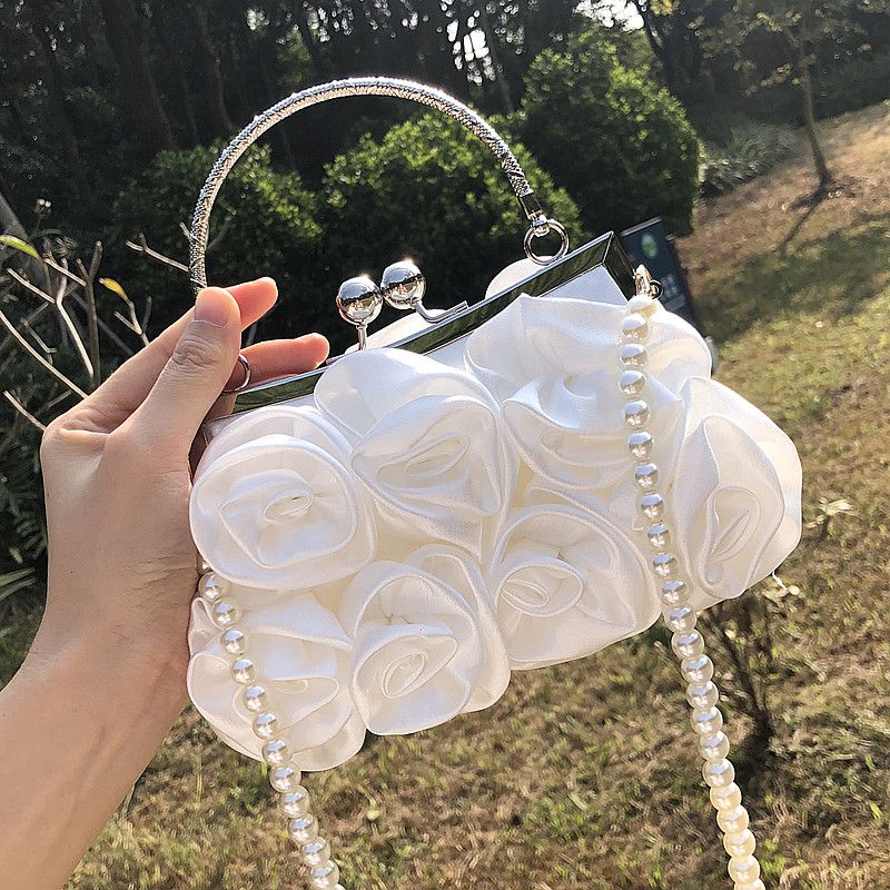 Sac de banquet super immortel à fleurs tridimensionnelles roses, nouveau sac à main double face pour femme, sac à main à bandoulière_voghion.com