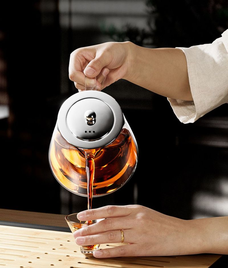Heat Resistant Glass Teapot With Stainless Steel Tea Strainer Infuser Flower Kettle Kung Fu Teaware Set Puer Oolong Pot_voghion.com