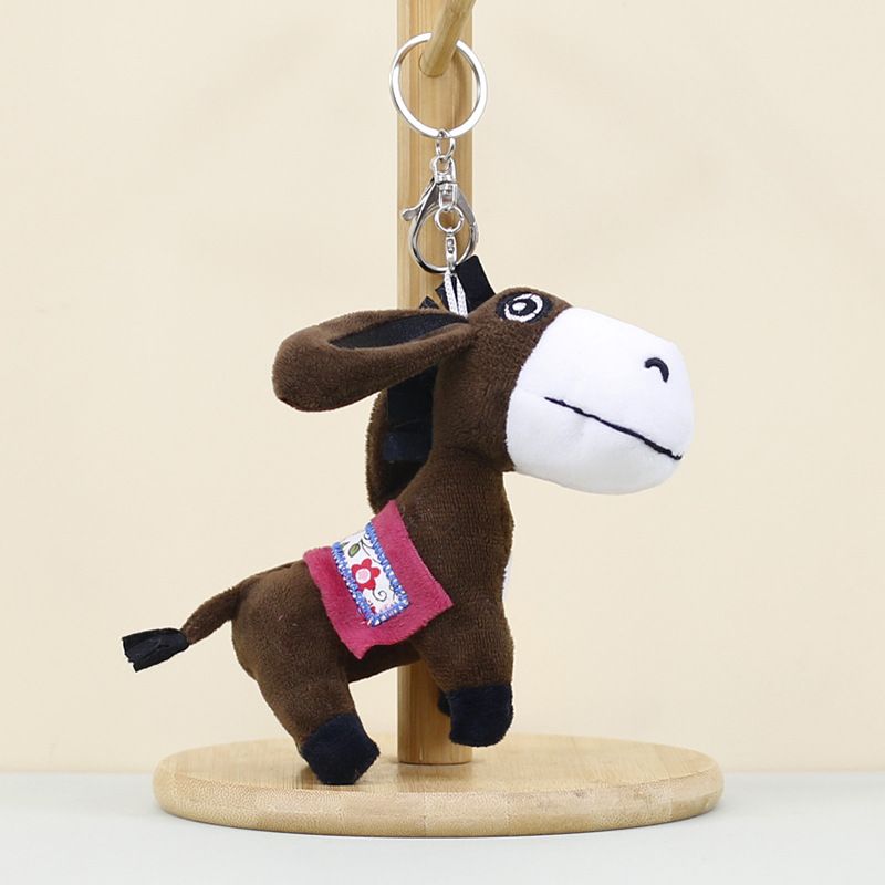 Plush Adorable Donkey Keychain Soft Short Plush Cute Animal 15cm Charm Bag_voghion.com