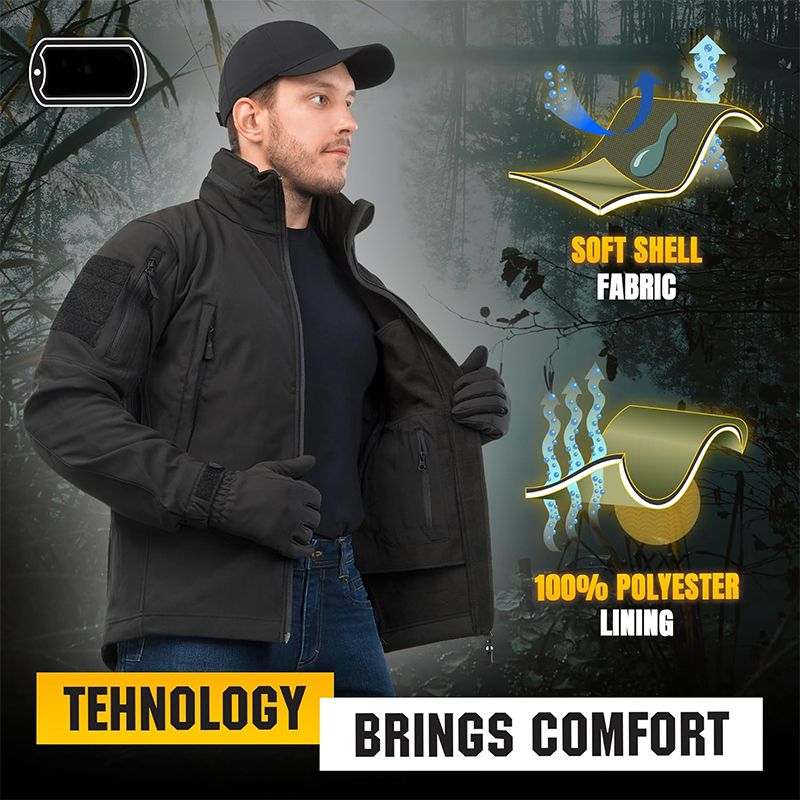 Men Coats Polyester Adults Zipper Softshell Tactical Casual Custom Waterproof Windbreaker Hiking Jacket mens_voghion.com