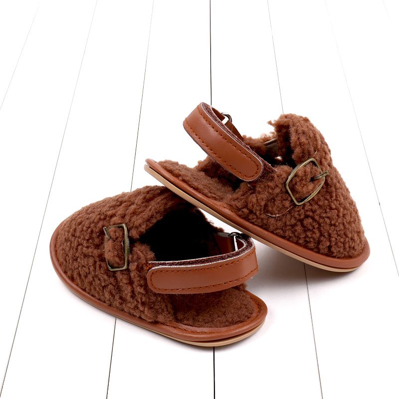Autumn and winter new lamb wool walking 0-12 months Velcro baby hairy shoes BNB3132_voghion.com
