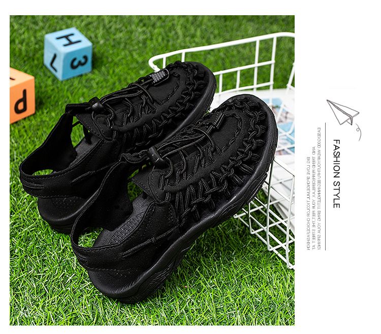 New woven mid-top men's plus size children's beach shoes Roman sandals_voghion.com