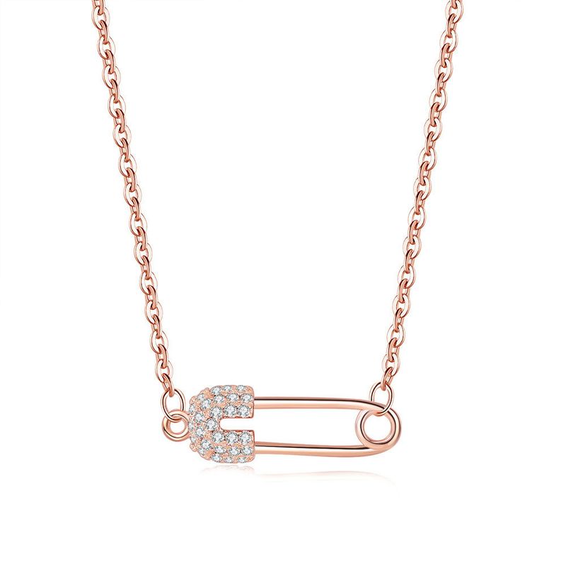 Collar con colgante de circonita hueca de nueva moda unisex, cadena de clavícula con personalidad de pin de 3 colores para mujer, joyería de venta caliente_voghion.com