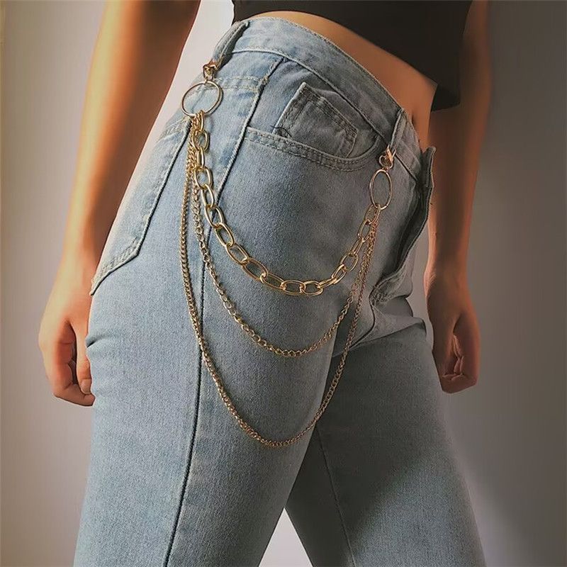 Metal Punk Cross Unisex Accessories Multi-layer Keychain Pants Chain_voghion.com