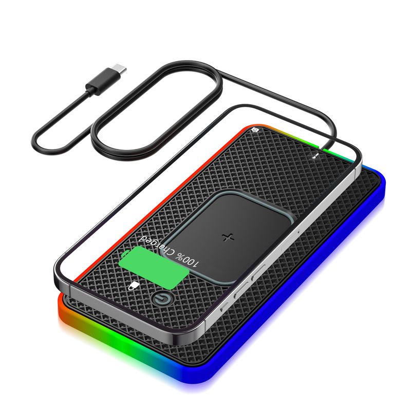 Caricabatterie wireless per auto con luce ambientale RGB commutabile D15Key compatibile con Mercedes-Benz BMW universale_voghion.com