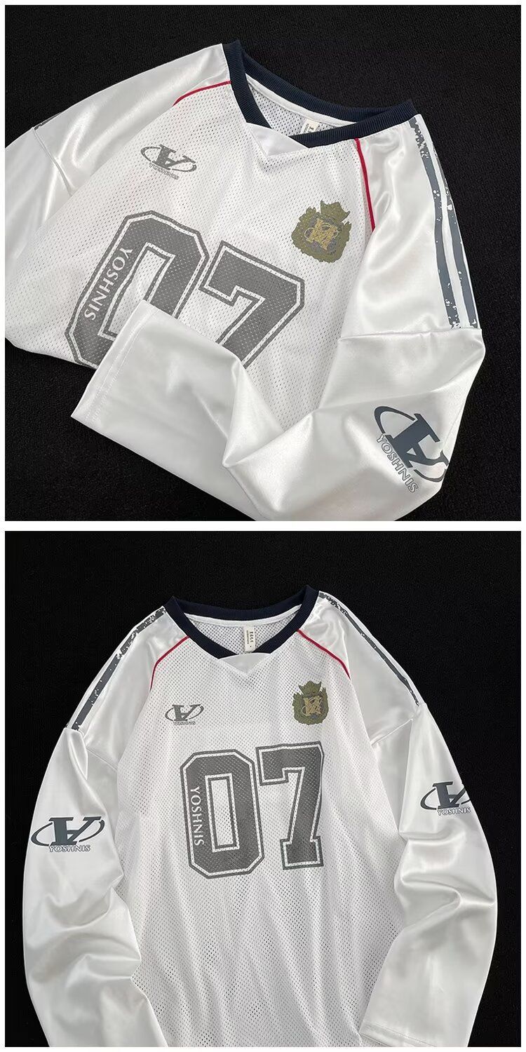 Herrenbekleidung Retro Fußballtrikot Stil Langarm T-Shirt Lose Top Sweatshirt_voghion.com