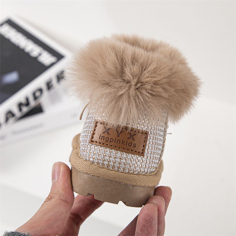 Kinder Schuhe Winter Mädchen Pelzigen Schnee Stiefel Prinzessin Dicke Warme Baumwolle Stiefel_voghion.com