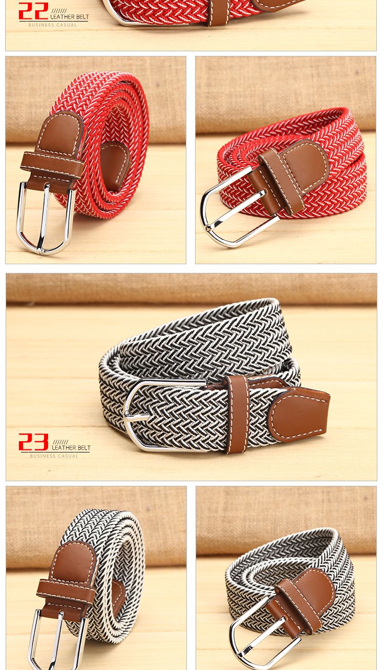 Unisex 39 color elastic woven elastic belt men's and women's belt canvas belt_voghion.com