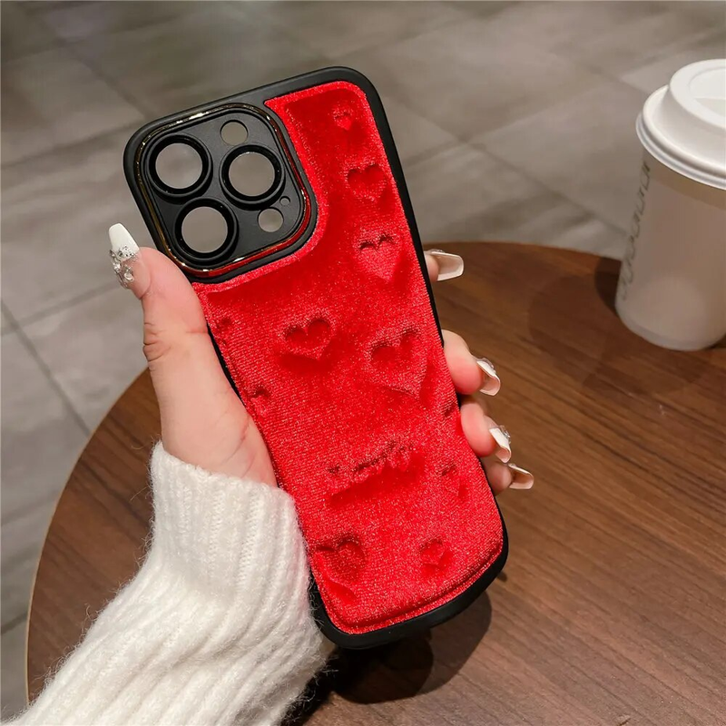 Custodia per telefono 3D Love Heat Soft Touch Fu Fo iPhone 15 14 Plus 12 13 11 Po Max Camea Placcatura Pellicola in vetro Protezione_voghion.com