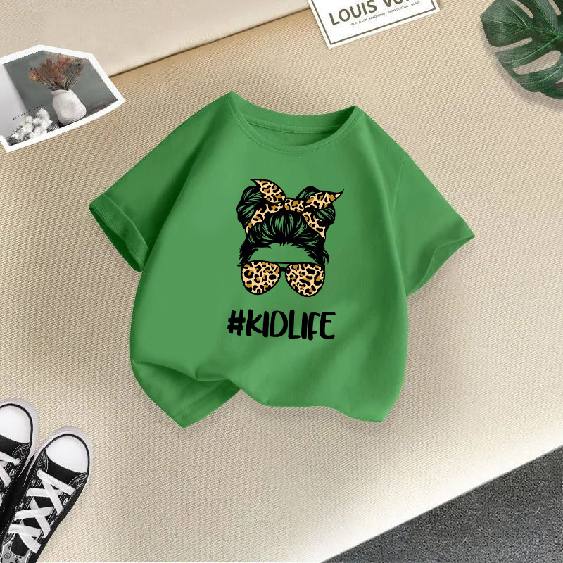 Ropa de bebé, camiseta de manga corta de verano para niños, top de cuello redondo a la moda para niños y niñas, algodón de media manga para bebé_voghion.com