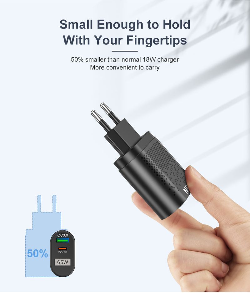 USLION 65W GaN Charger Tablet Laptop Fast Charger Type C PD Quick Charger EU/KR Specification Plugs Adapter For Samsung Iphone_voghion.com