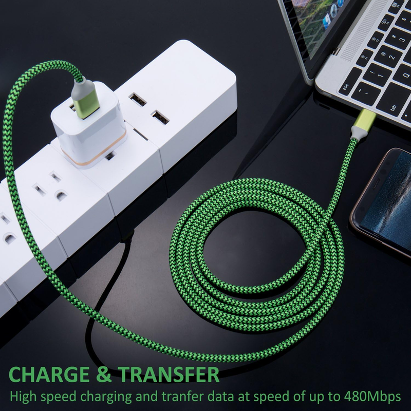 Cavo Pofesun C da 10 piedi (circa 3 metri) di ricarica, compatibile con cavo C intrecciato in 3 pezzi da USB A a USB-C_voghion.com
