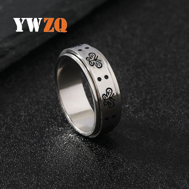 Design di nicchia ad anello in titanio, anello di riduzione della pressione girevole a farfalla, gioielli in acciaio inossidabile_voghion.com