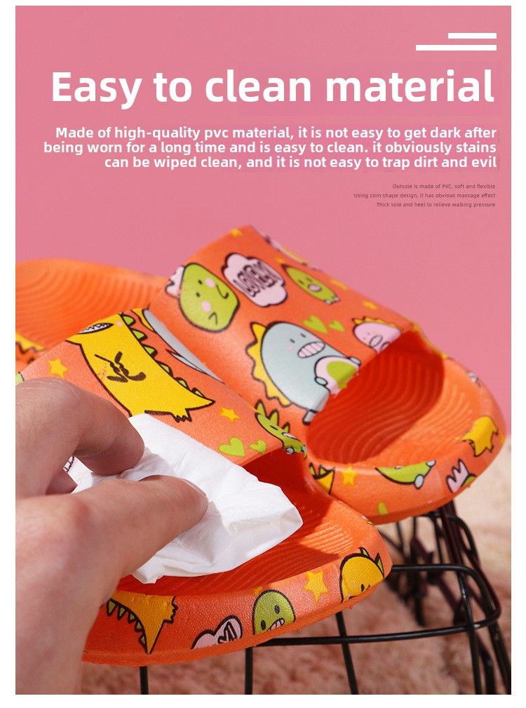 Summer new children's slippers four seasons home wear fashion cartoon classmate bathroom bath dinosaur cool slippers_voghion.com