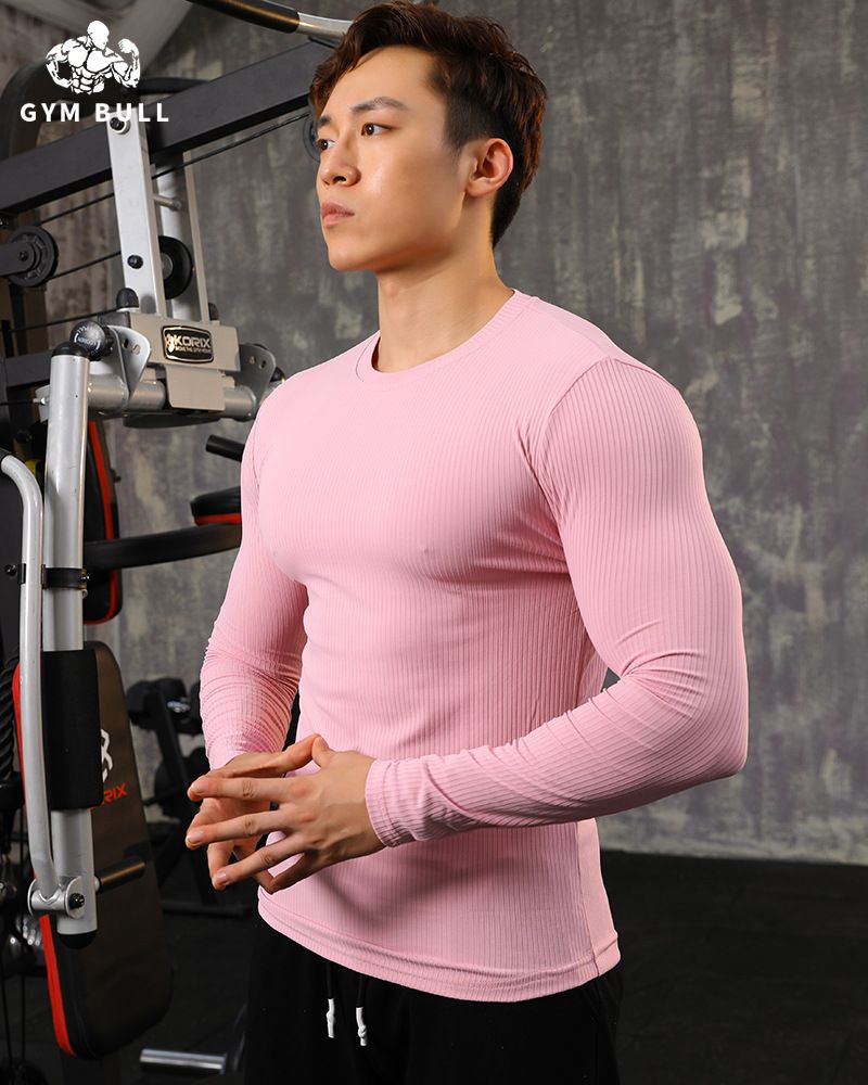 GYMBELL T-shirt à manches longues pour homme, tendance, rayé, couleur unie, fitness, basket-ball, course à pied, entraînement, séchage rapide, élastique, sport_voghion.com
