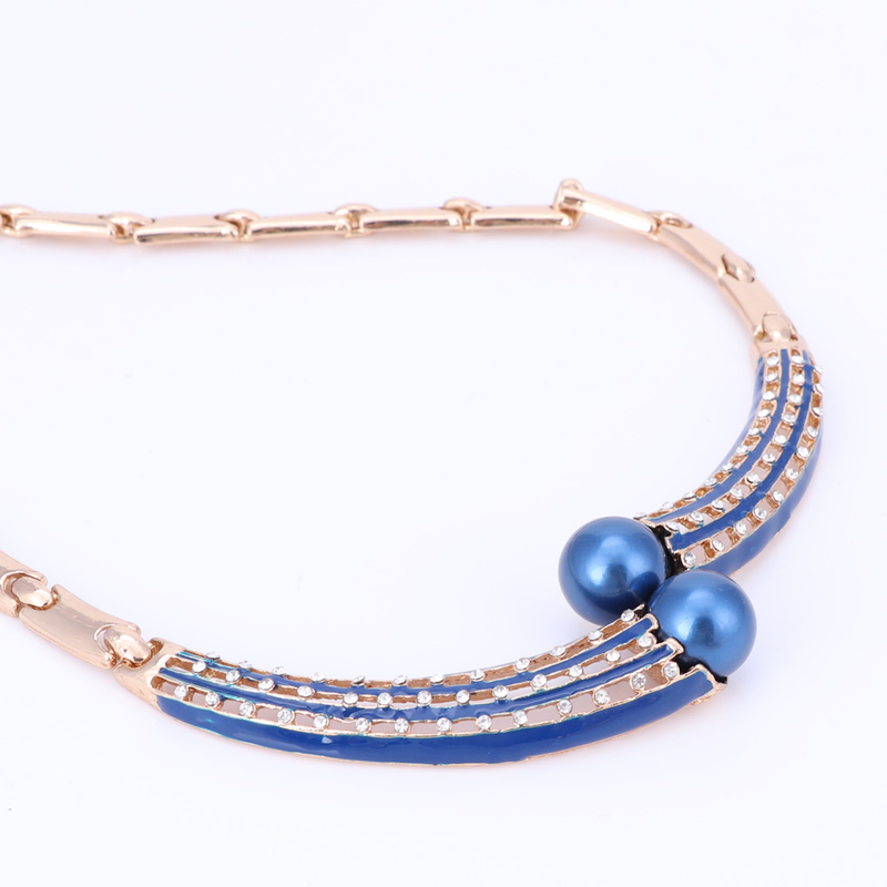 Collar de perlas simuladas de cristal para dama de honor de boda para mujer, pendientes colgantes, brazalete, anillo, conjunto de joyería para disfraz de fiesta_voghion.com
